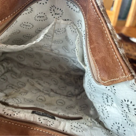 Myra Bag Cowhide Leather Backpack - Black and Brown - Picture 4 of 4